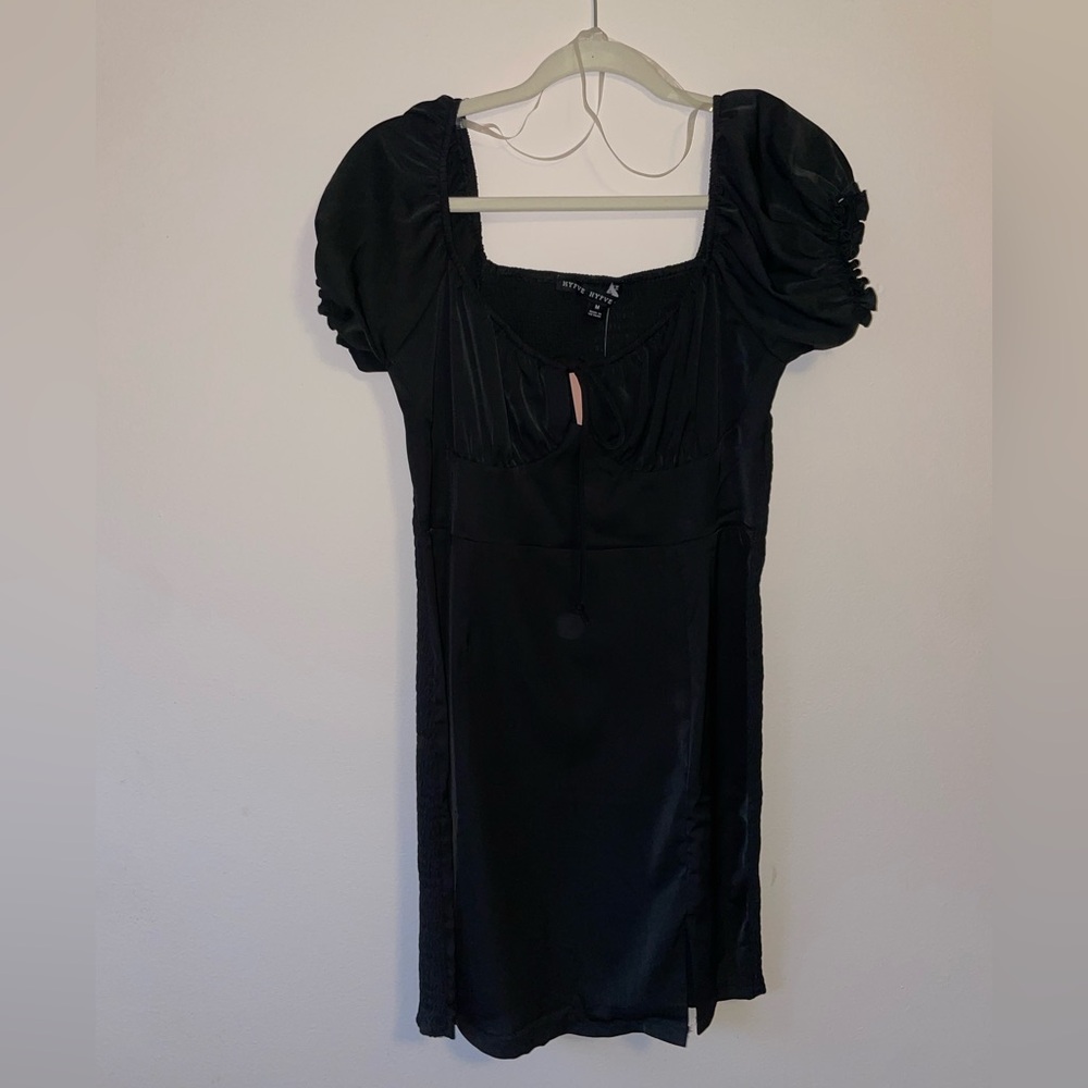 Short Sleeve Satin Smocked Dress